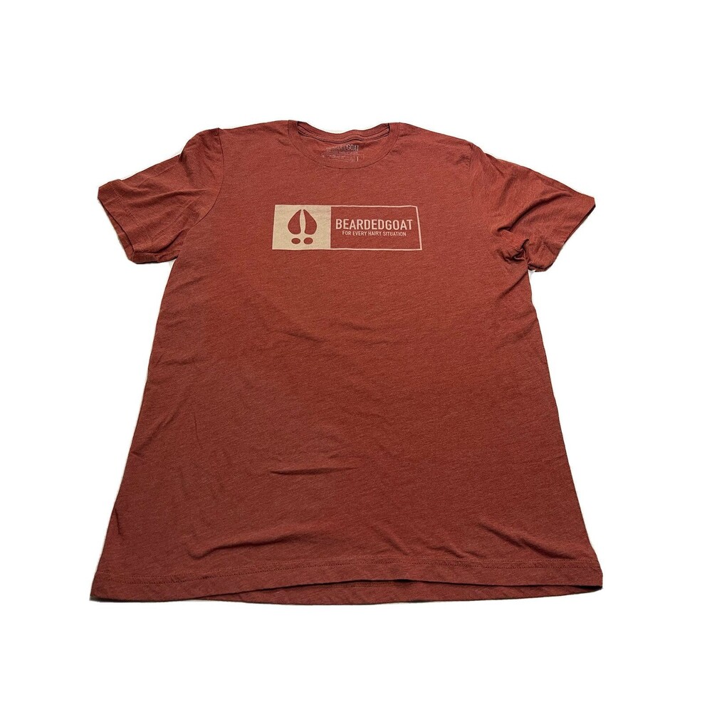 BeardedGoat For Every Hairy Situation Graphic Short Sleeve Shirt Size Large Rust